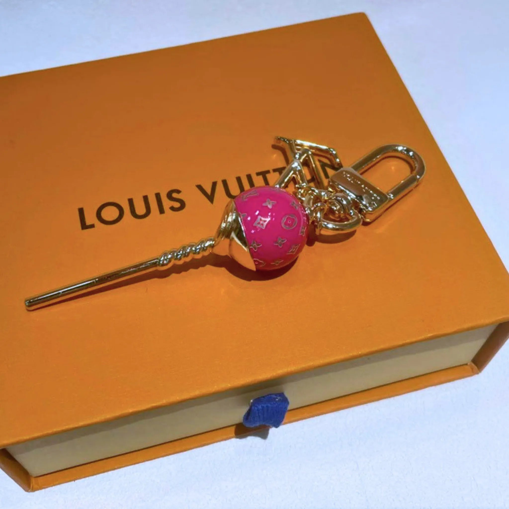 Louis Vuitton Monogram Lollipop Bag Charm Keychain Fuchsia Pink
