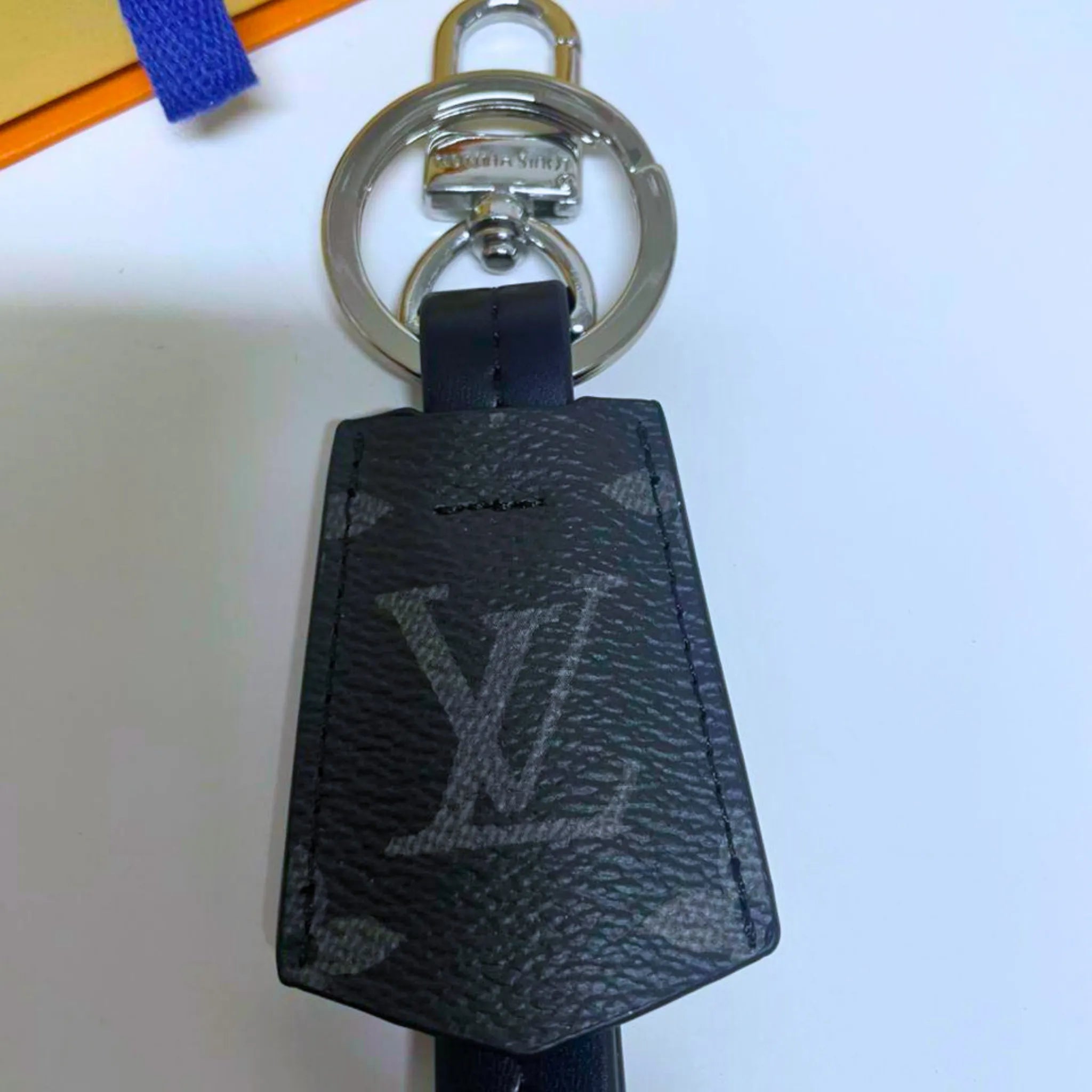 Louis Vuitton Cloches Cles Bag Charm Key Holder Black Monogram Keychain