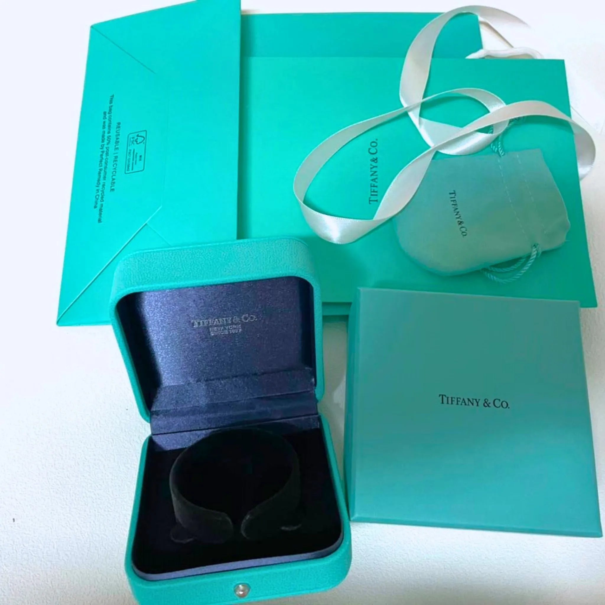Tiffany & Co. Blue Leather Watch & Bracelet Presentation Gift Storage Box