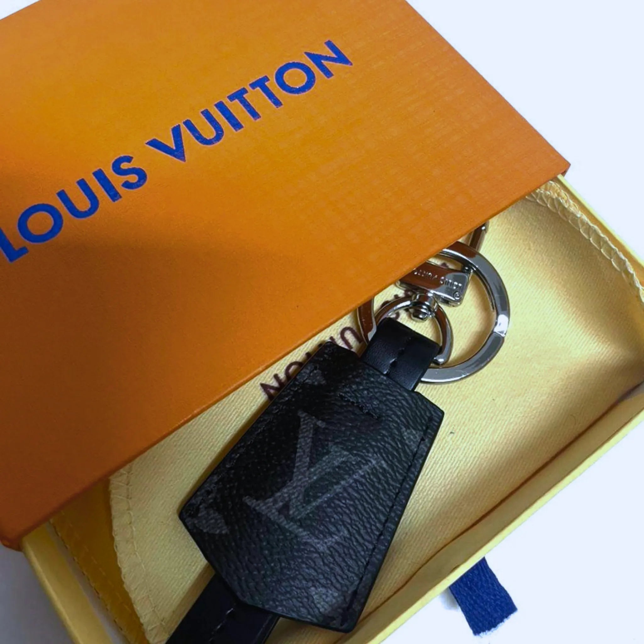 Louis Vuitton Cloches Cles Bag Charm Key Holder Black Monogram Keychain