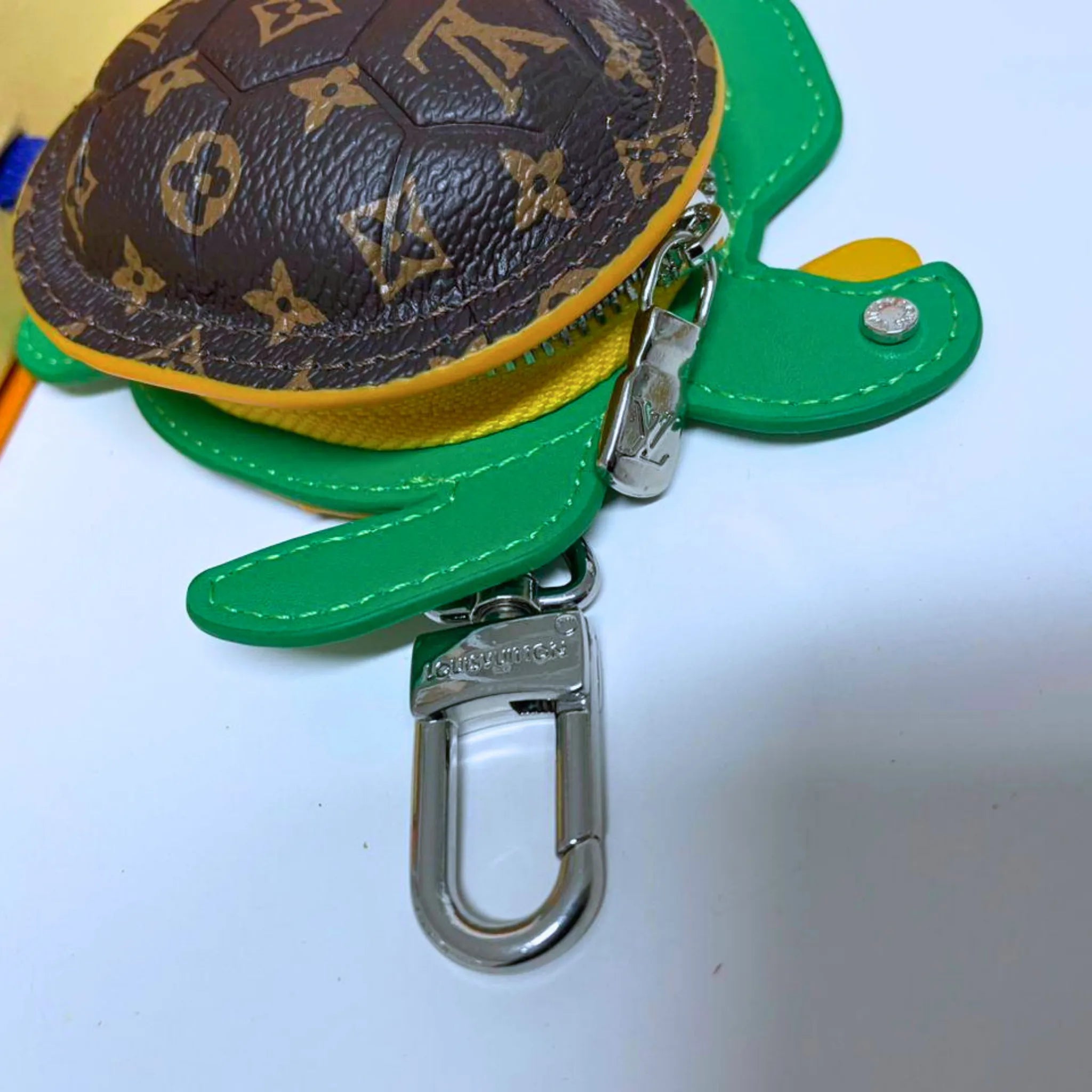 Louis Vuitton Turtle Pouch Bag Charm Green Monogram Mini Keychain M02526