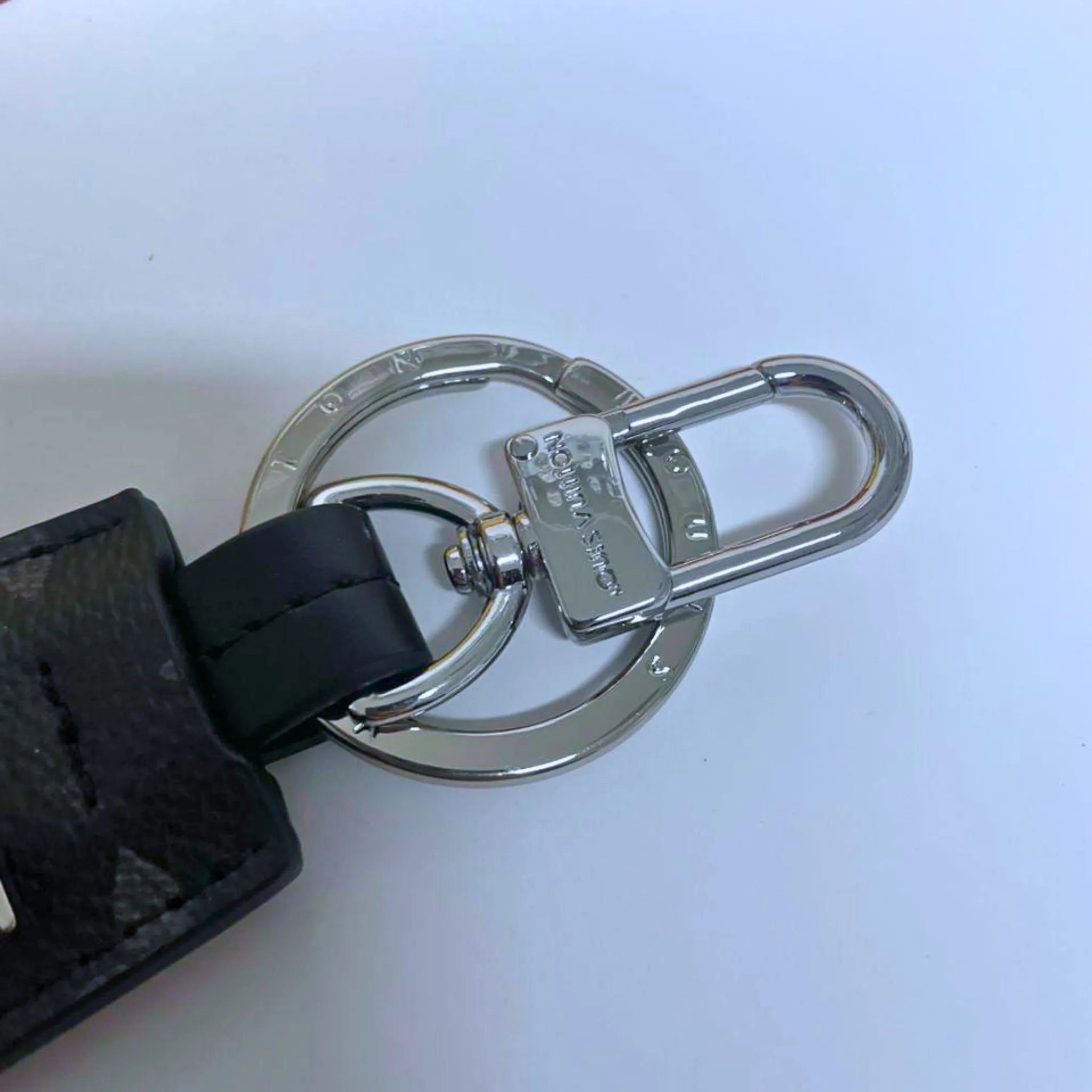 Louis Vuitton Cloches Cles Bag Charm Key Holder Black Monogram Keychain