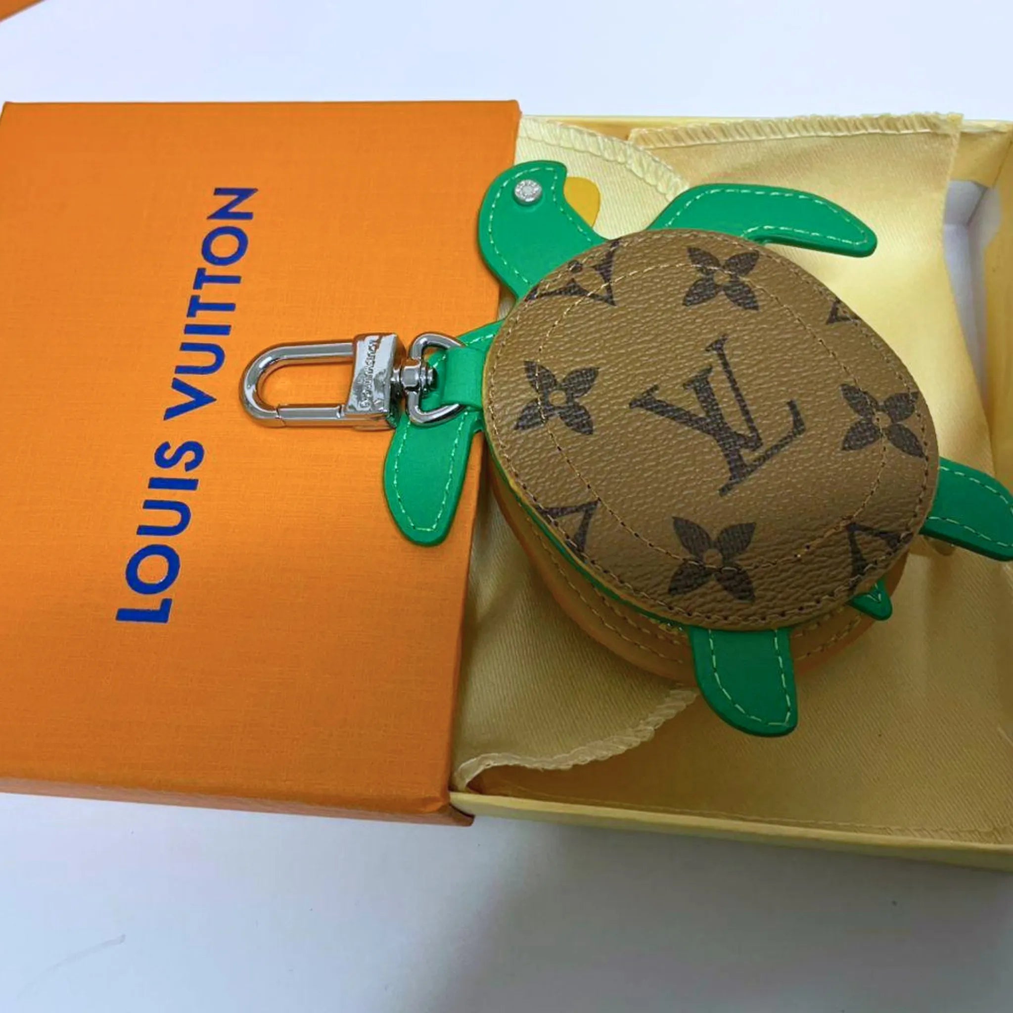Louis Vuitton Turtle Pouch Bag Charm Green Monogram Mini Keychain M02526