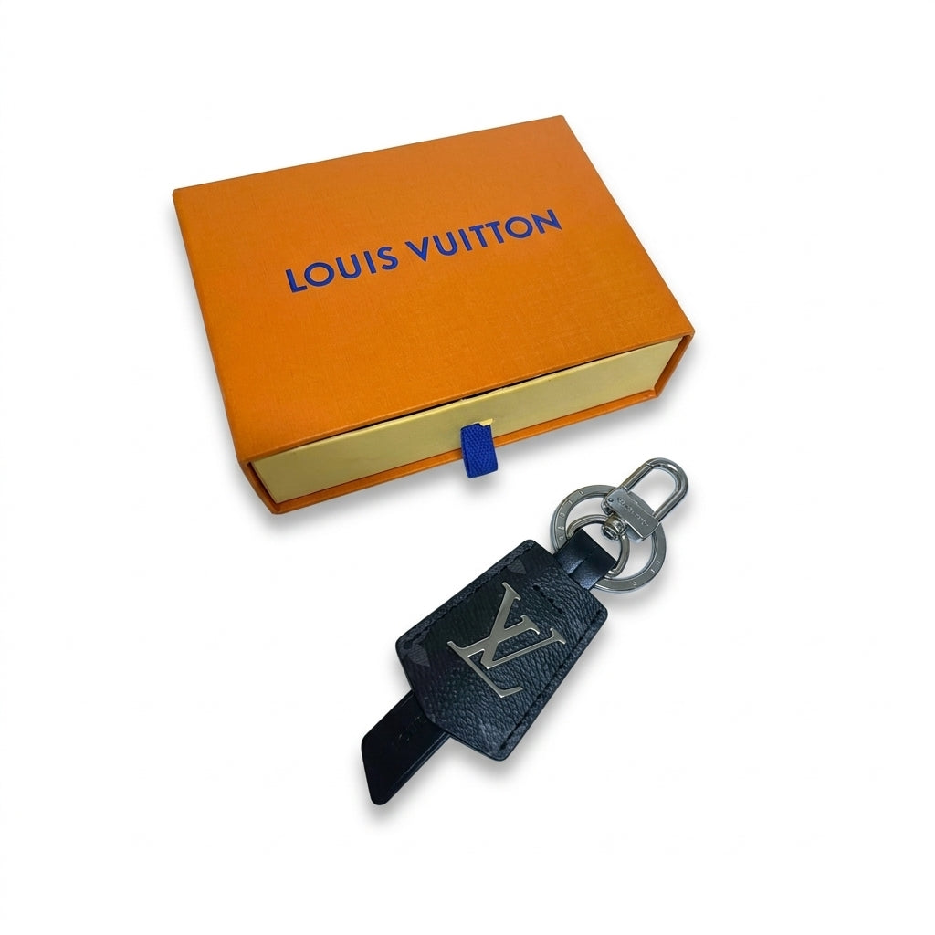 Louis Vuitton Cloches Cles Bag Charm Key Holder Black Monogram Keychain