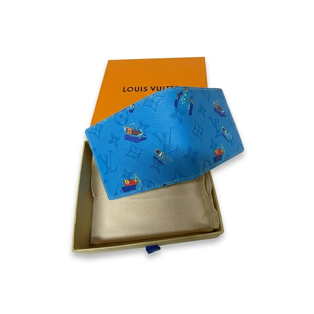 Louis Vuitton Blue Lagoon Slender Wallet Card Holder Monogram Canvas