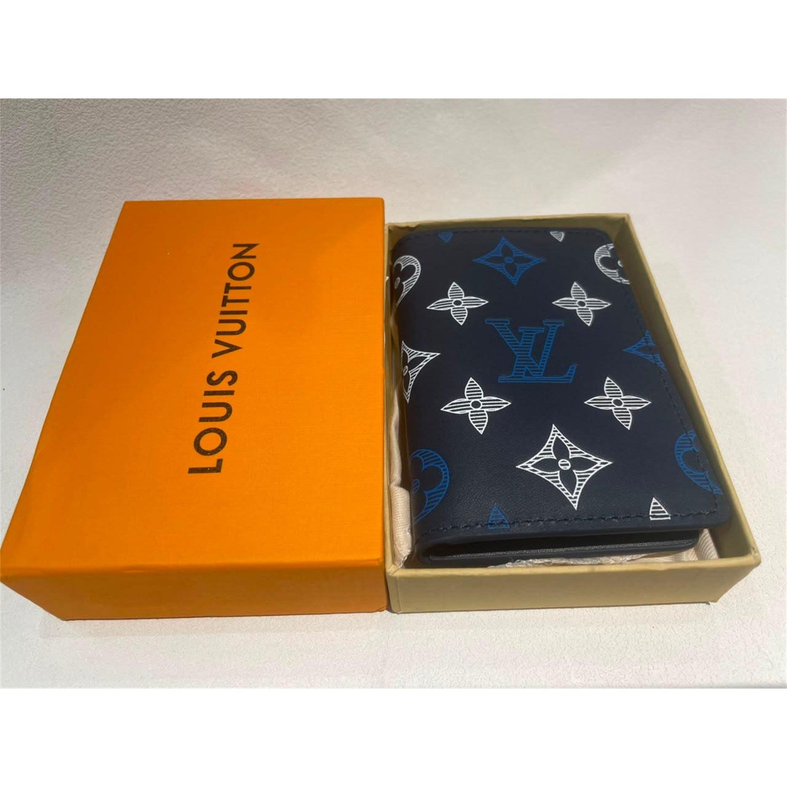 Louis Vuitton LV Monogram Credit Card Wallet Navy Blue - photo 1