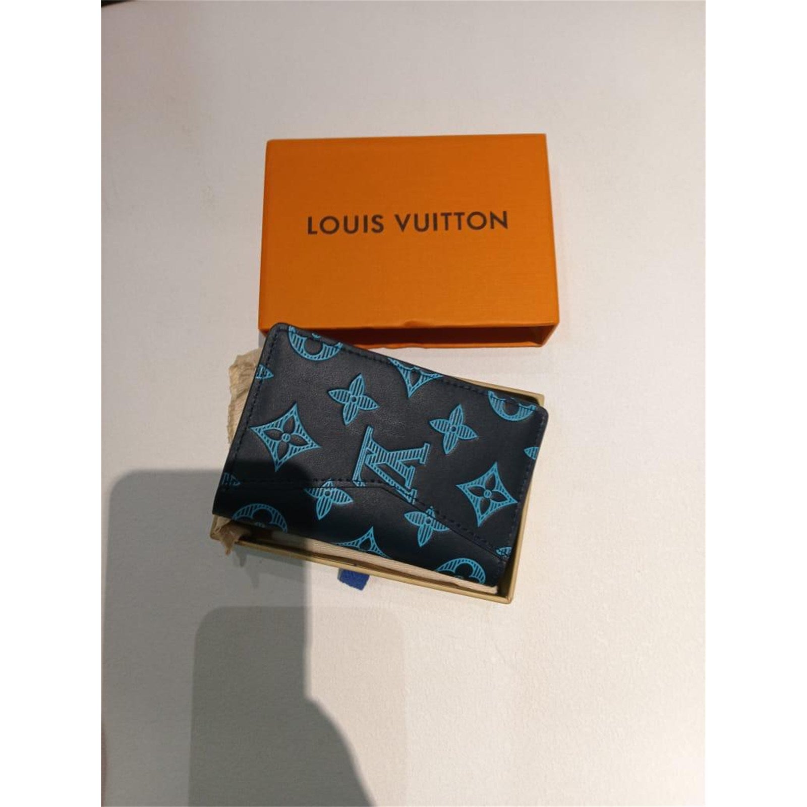 Louis Vuitton Black/Blue Monogram Leather Men's Credit Card Holder / Wallet - photo 8