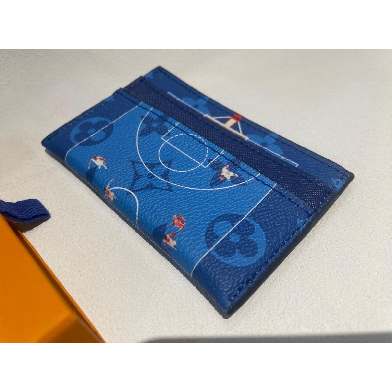 Louis Vuitton Basketball Double Card Holder Blue Monogram - photo 1