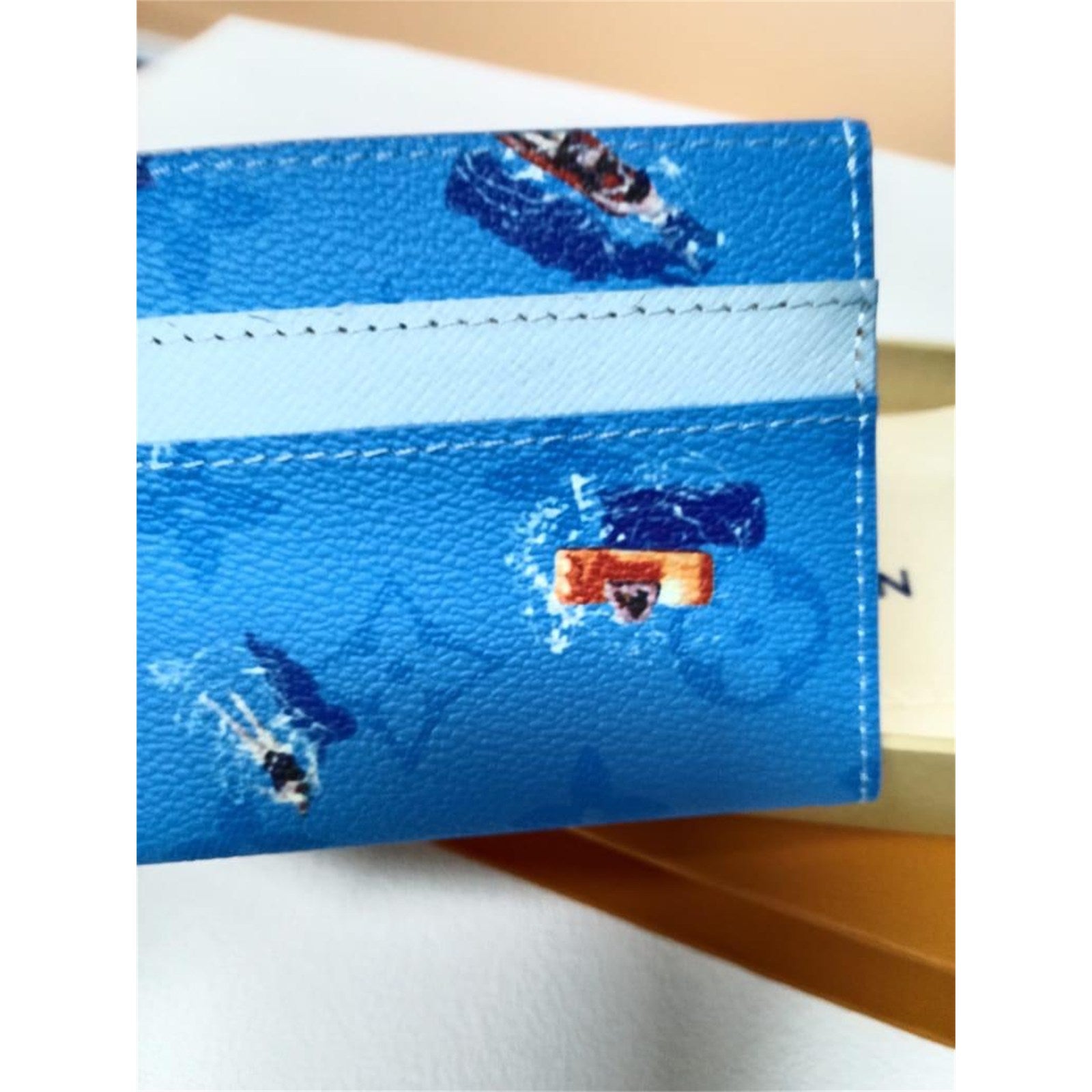 Louis Vuitton double card holder Pool Blue Colored Monogram with Box - photo 5