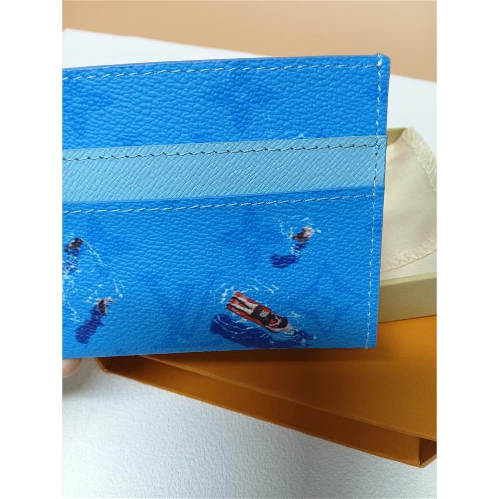 Louis Vuitton double card holder Pool Blue Colored Monogram with Box - photo 6