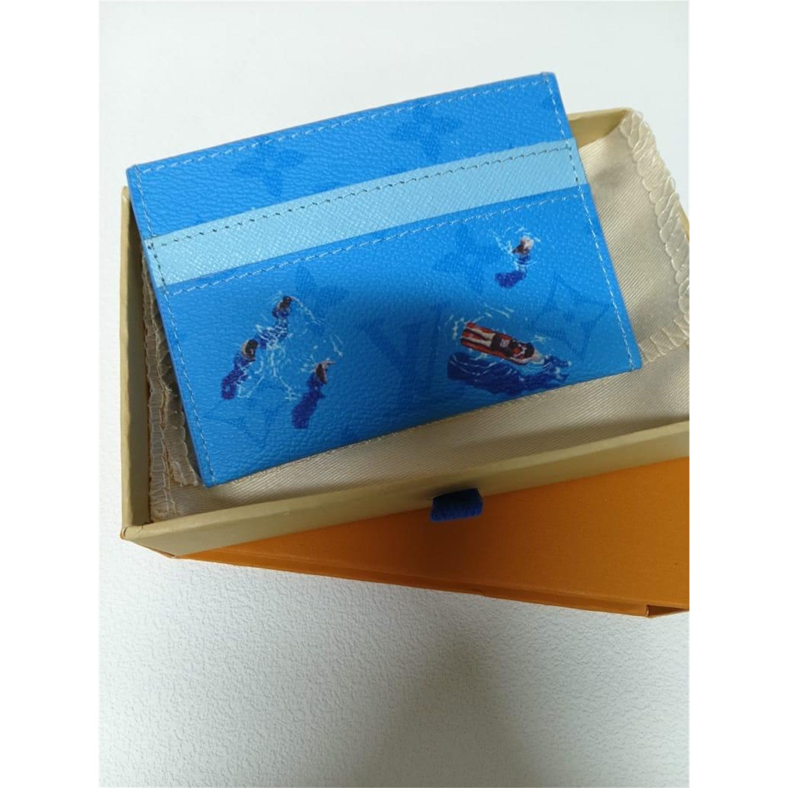 Louis Vuitton double card holder Pool Blue Colored Monogram with Box - photo 8