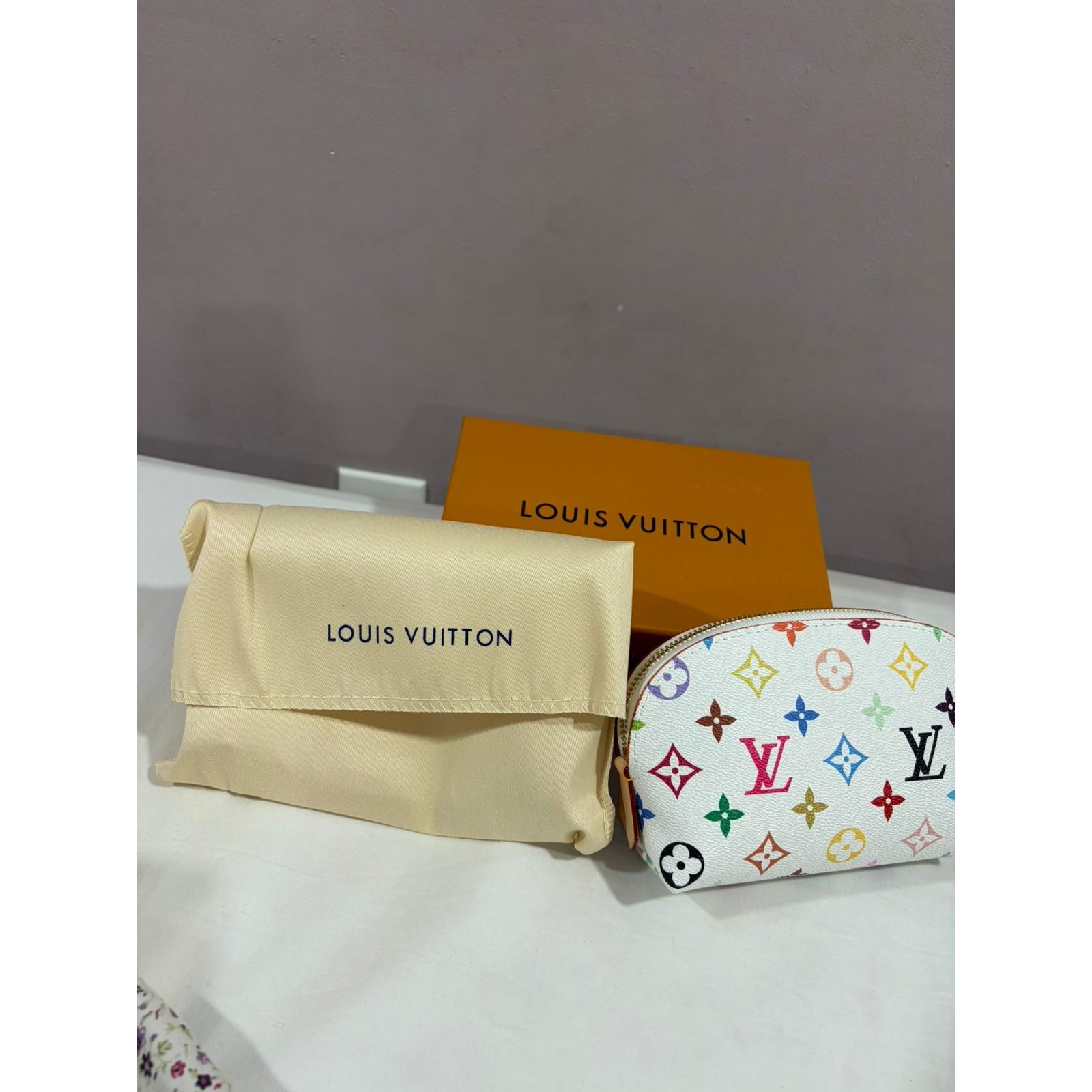 LV Multicolor Pochette Cosmetic PM Pouch White with Box & Dust Bag - photo 1