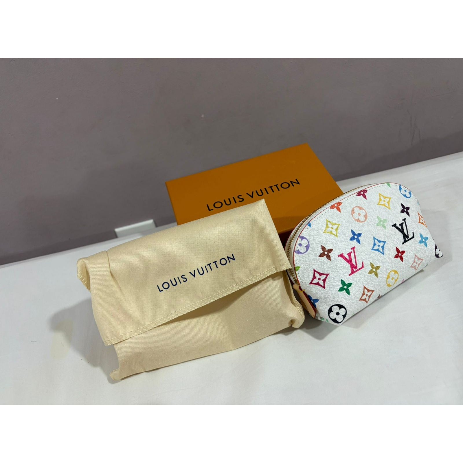 LV Multicolor Pochette Cosmetic PM Pouch White with Box & Dust Bag - photo 2