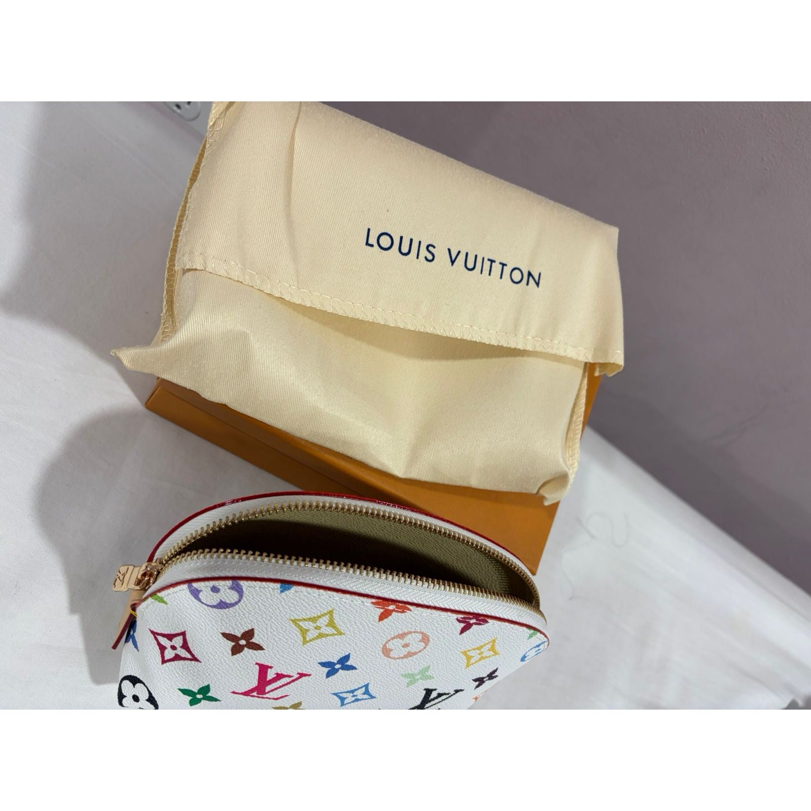 LV Multicolor Pochette Cosmetic PM Pouch White with Box & Dust Bag - photo 4