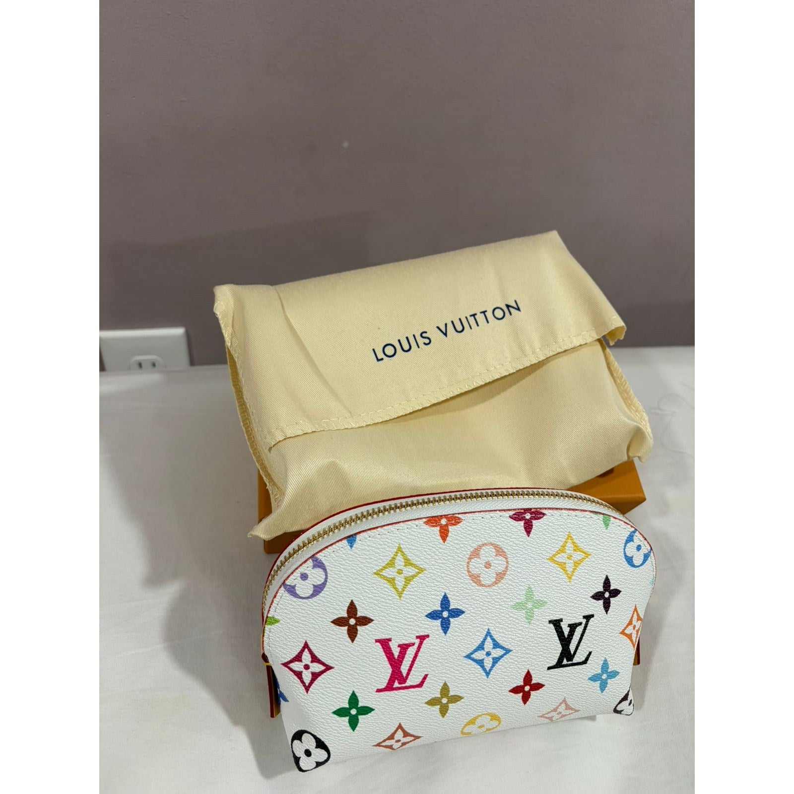 LV Multicolor Pochette Cosmetic PM Pouch White with Box & Dust Bag - photo 6