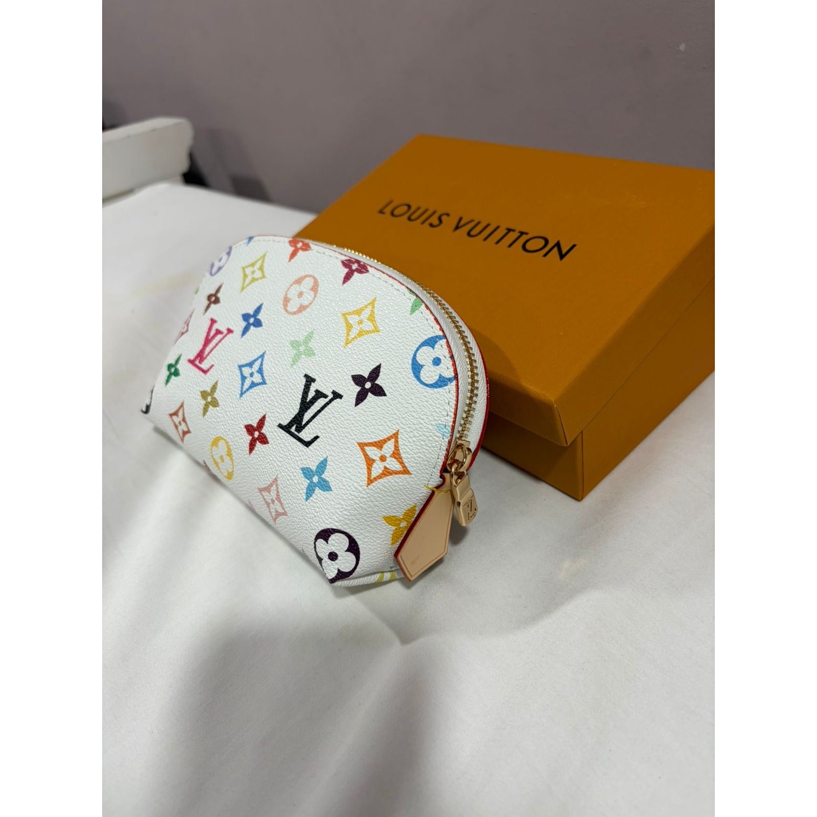 LV Multicolor Pochette Cosmetic PM Pouch White with Box & Dust Bag - photo 7