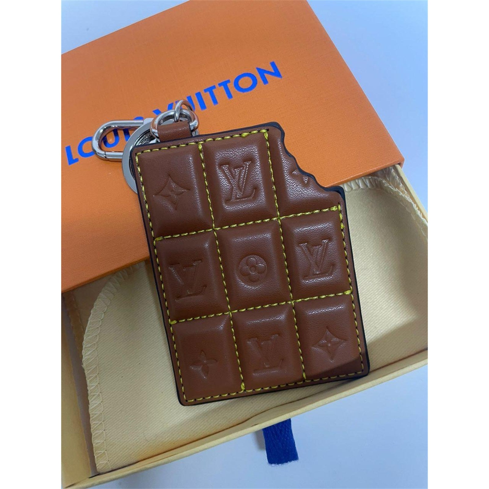 Louis Vuitton Chocolate Bar Key Holder / Bag Charm Keychain LV Monogram - photo 3