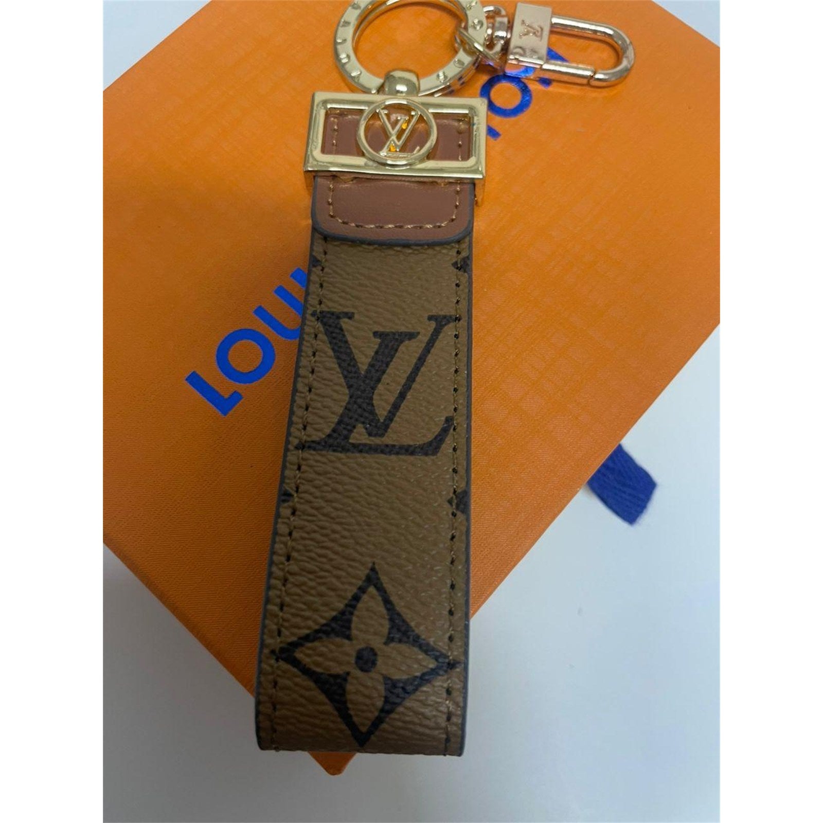 Louis Vuitton Dragonne Key Holder Key Chain LV Reverse Monogram Brown + Dust Bag - photo 1