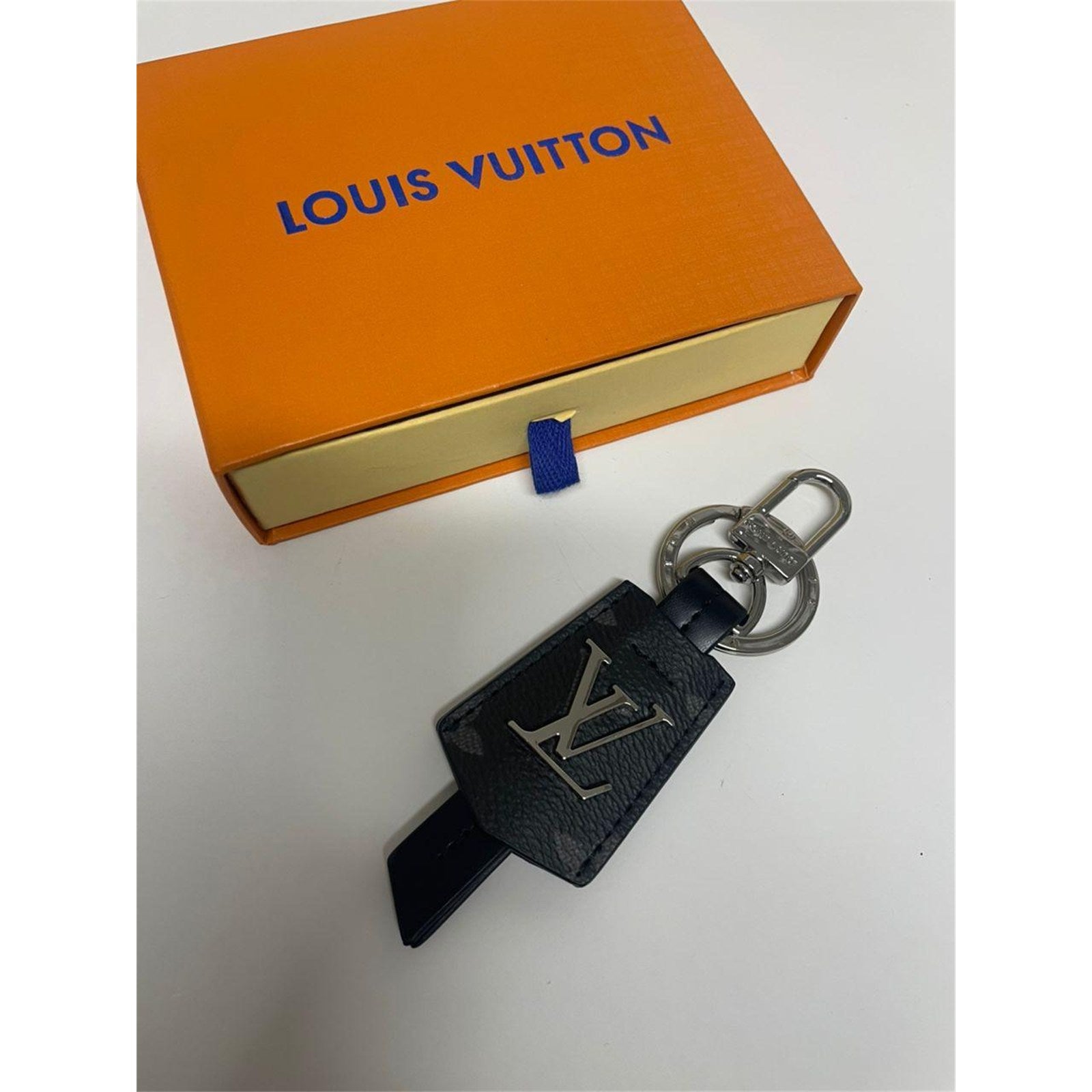 Vintage Black Leather Louis Vuitton Keychain Key Ring - photo 1