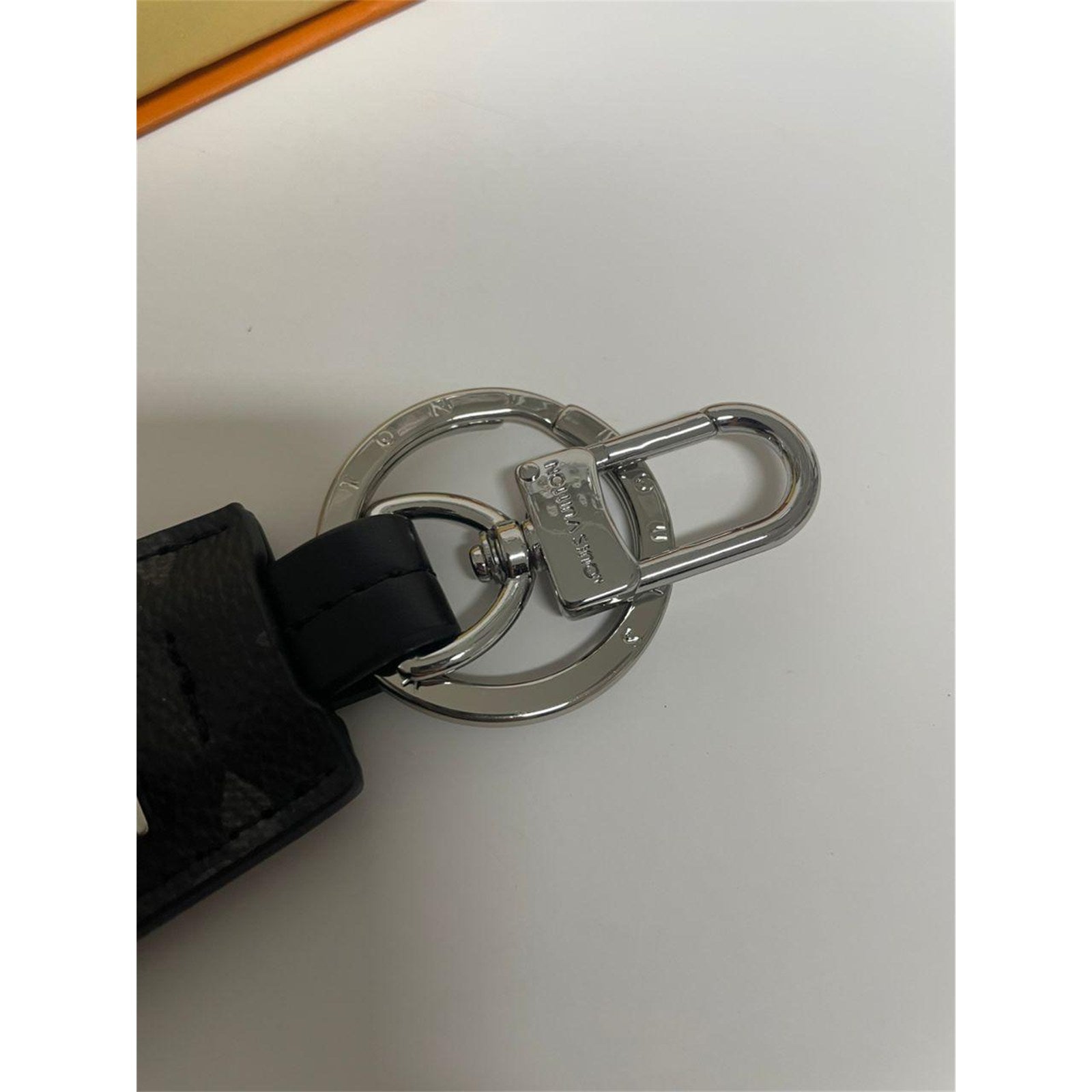 Vintage Black Leather Louis Vuitton Keychain Key Ring - photo 2