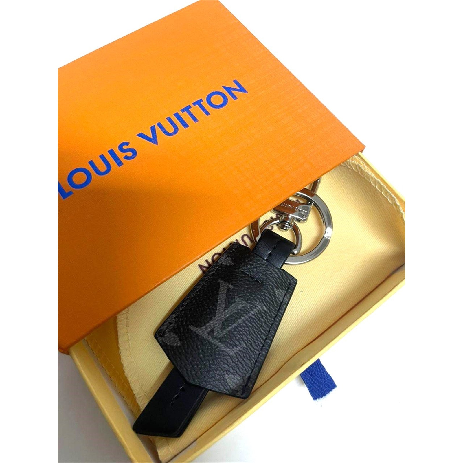 Vintage Black Leather Louis Vuitton Keychain Key Ring - photo 7