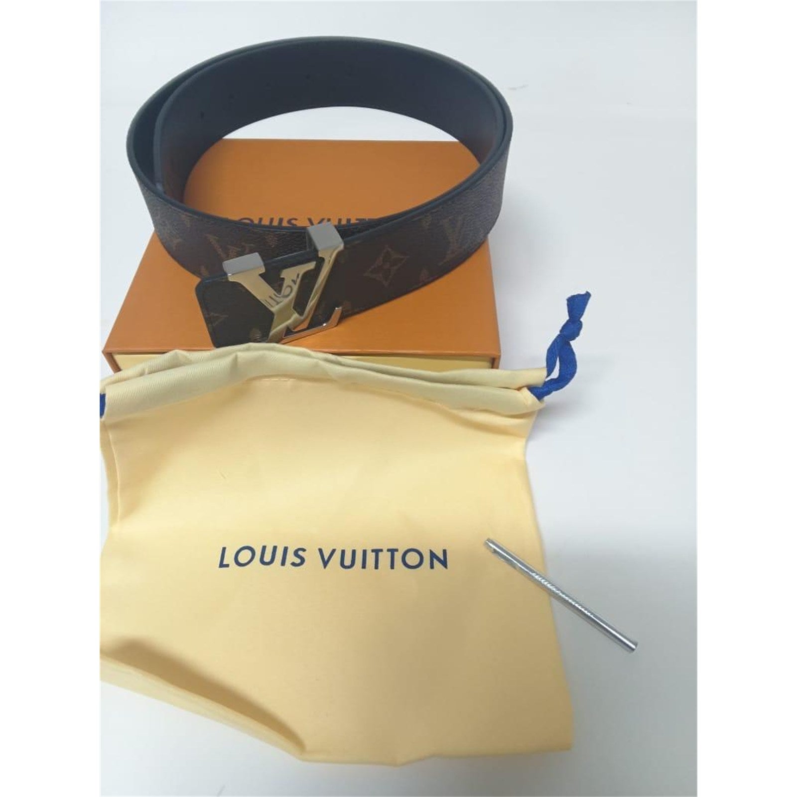 Louis Vuitton Matte Brown Belt Size 95/38 Sliver Buckle - photo 1