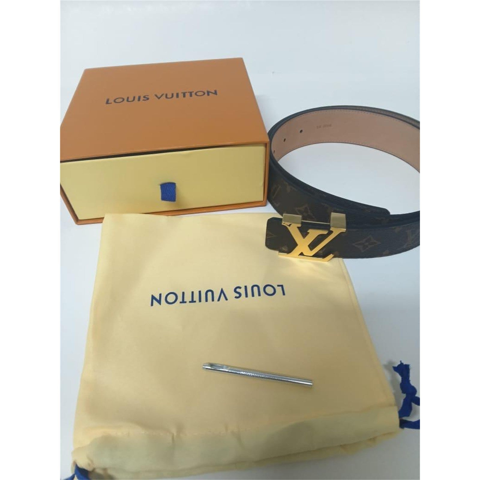 Louis Vuitton Monogram Brown 40mm Belt with Gold Buckle- Size 95/38 with Box - photo 1