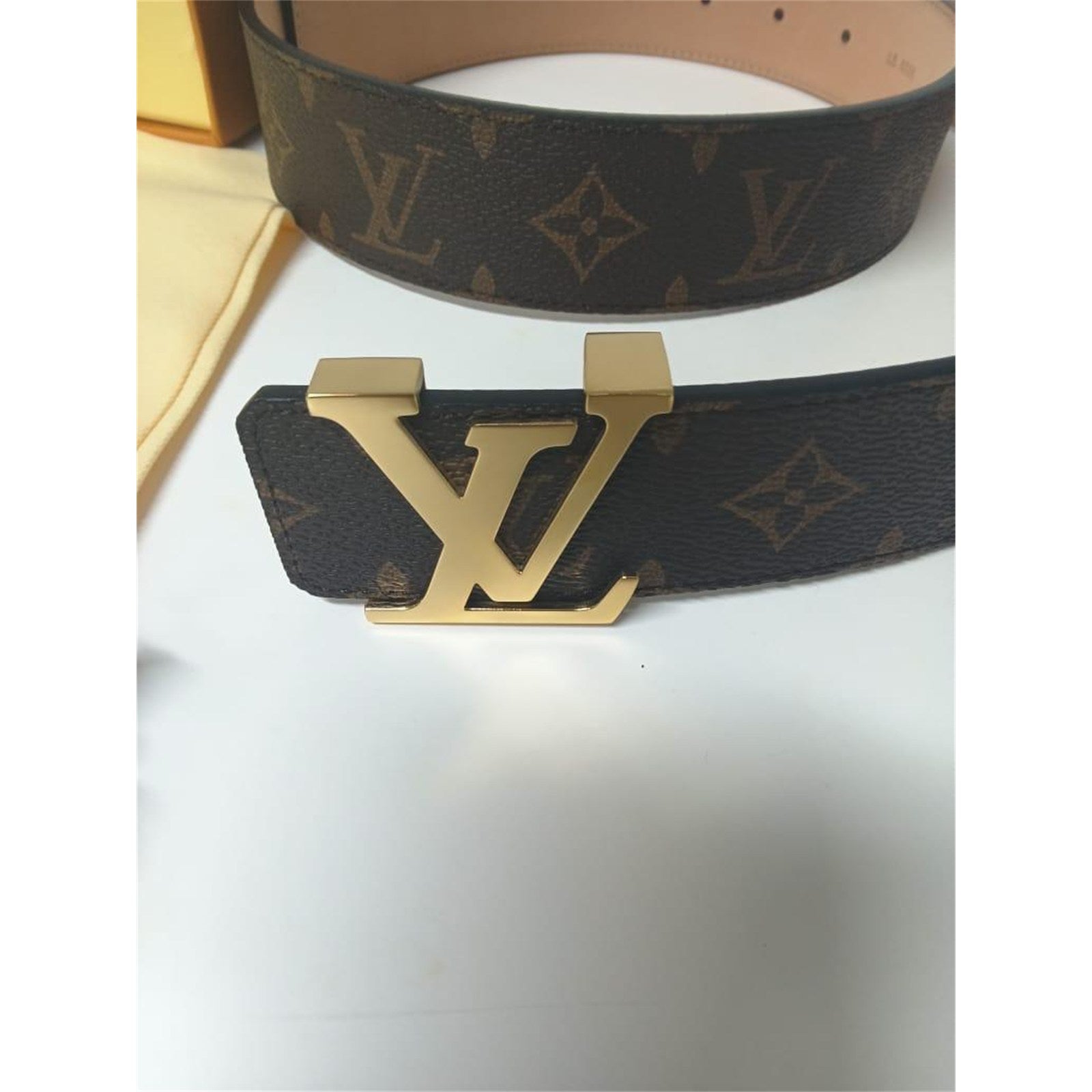 Louis Vuitton Monogram Brown 40mm Belt with Gold Buckle- Size 95/38 with Box - photo 2
