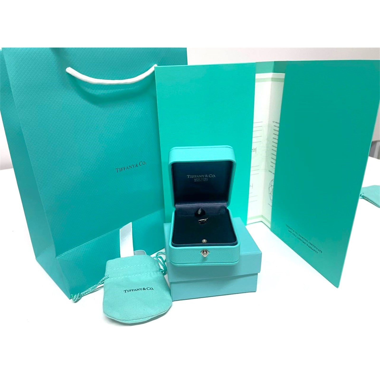 Tiffany & Co. Blue Leather Presentation Necklace Gift Box, Case, and Bag - photo 1