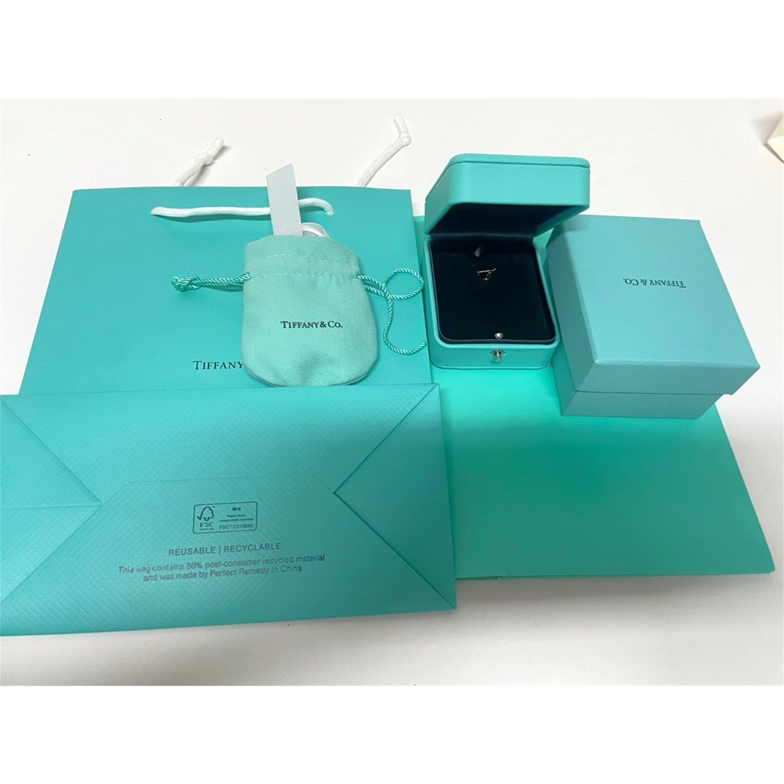 Tiffany & Co. Blue Leather Presentation Necklace Gift Box, Case, and Bag - photo 3