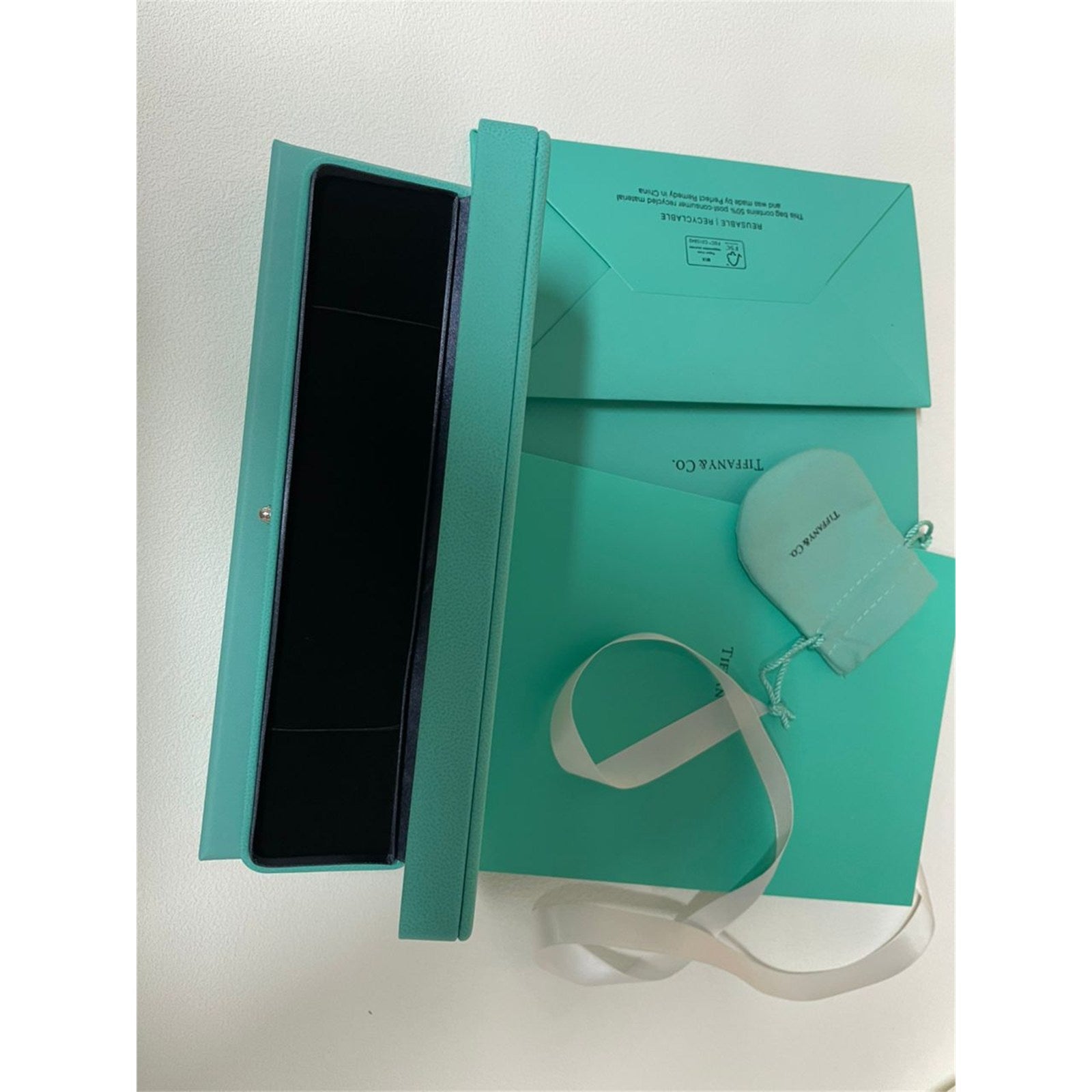 Tiffany & Co. Engagement Blue Leather Bracelet Empty Box Case - photo 4